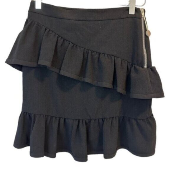 NWT I.R.O. | Mica Black Ruffle Layerd Mini Skirt Size Medium - Picture 6 of 12